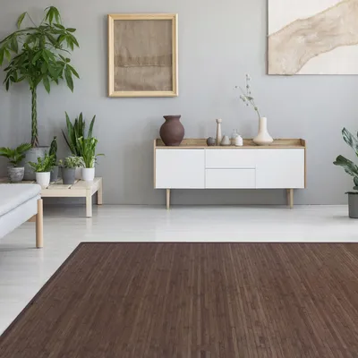 Produktbild von Homestyle4u Bambusmatte Dunkelbraun 200x250 cm Bambusteppich rutschfest