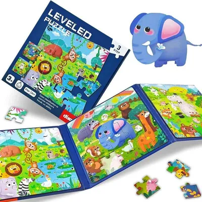 Produktbild von Magnetisches Puzzle - Dschungeltiere - 3 in 1 Buch - Level 3 - Reisespielzeug ab 3 Jahren
