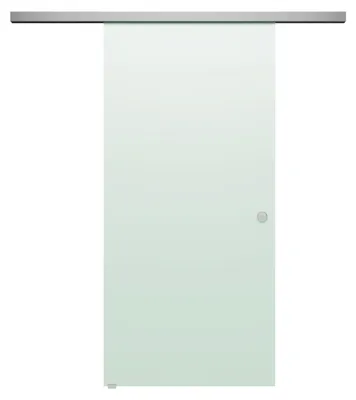 Produktbild von Schiebetür BASIC mit Softclose | in Edelstahloptik | 1050 x 2170 mm | Komplettset mit Klarglas satiniert