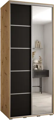 Produktbild von MEBLE KRYSPOL Davos 5 Schrank, zwei Türen - 235,2x110x60 cm - Artisan Schwarz Silber