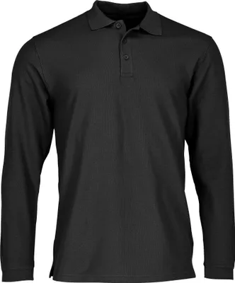Produktbild von PREMIUM LONG SLEEVE POLO | Langarm Poloshirt mit Rippkragen, Herren & Damen. Dreiknopfleiste und Seitenschlitzen – Baumwolle, Perfekte Passform