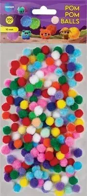 Produktbild von Pompon-Set, 200 Stück, Durchmesser 10 mm, verschiedene Farben, 81172, Zentrum (10) – Panta Plast