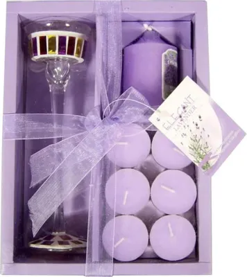 Zdjęcie produktu dla Elegancki Fioletowy Zestaw Świec z Szklanym Świecznikiem