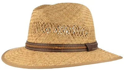 Traveller Strohhut mit Kunstledergarnitur von Hut-Breiter in beige