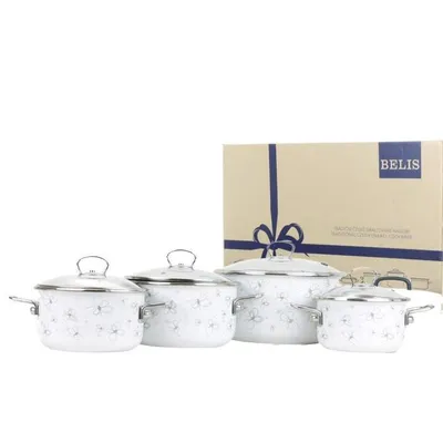 Obrázek produktu pro BELIS Sada smaltovaného nádobí PREMIUM bílý 4-dílná
