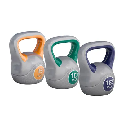 Produktbild von GORILLA SPORTS® Kettlebell - Set 30 kg, mit 8 kg, 10 kg, 12 kg Gewichte, Kunststoff - Kugelhantel, Schwunghantel, Kugelgewicht, Rundgewicht, Krafttraining