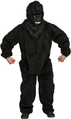 Produktbild von O784-160-175 schwarz Damen Herren Plüsch Overall Plüschoverall ohne Affen Maske Gr.160-175