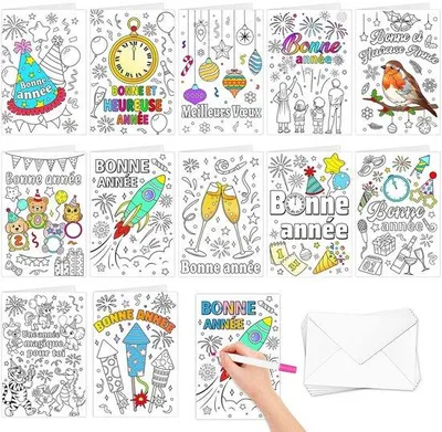 Obrázok produktu pre Sada kreatívnych pomôcok pre deti - 12 farebných kartičiek - prianie bez textu - obálky - farby - umenie - pre deti
