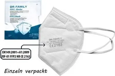 Produktbild von Dr.Family FFP2 1x Stück Atemschutzmaske 5 Lagig Mundschutz Maske Mund Nasen Schutz CE 2163 Zertifikat