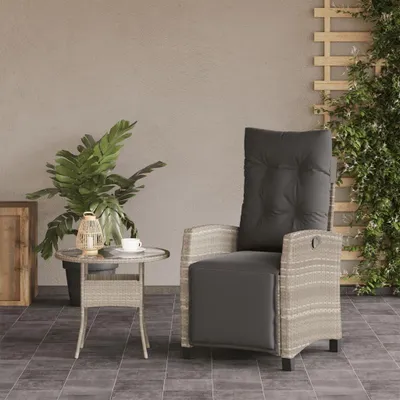 Immagine prodotto di Sedia da giardino - Sedia da esterno - Sedia in rattan - Sedia con poggiapiedi - Sedia con schienale regolabile