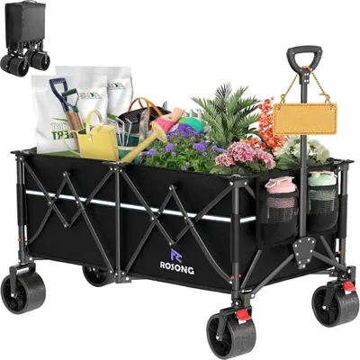 Imagen del producto de Carro plegable con capacidad de 260 litros, ruedas robustas, ideal para jardín y camping