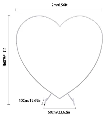 Produktbild von Herzbogen Hochzeitsdekoration - Herzförmiger Foto Hintergrundständer - Metallrahmen ca. 2 m - T-förmiger Fuß - Traglast 5–10 kg - Weiß