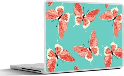Produktbild von MuchoWow® Laptop Aufkleber Sticker Cover Schmetterlinge - Rosa - Muster 40x30 cm - Laptop Dekoration - Selbstklebend