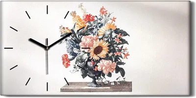 Produktbild von Wandbild Leinwand Bilder mit Uhr 60x30 Zeichnung Florale Blumen Pflanzen Kunst - schwarze Hände
