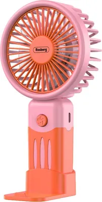 Obrázek produktu pro Přenosný ruční ventilátor Rosberg R51760M, USB, 2W, 3 rychlosti, tlačítko Zap/Vyp, růžová/oranžová