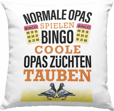 Produktbild von Trendation - Taubenzüchter Geschenk Zaubenzucht Zubehör Tauben Deko-Kissen mit Füllung 40x40 Lustiger Spruch Taubenflüsterer Taubenliebhaber Becher Opa Großvater (Grau)