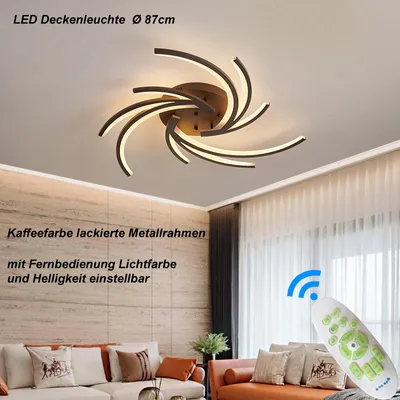 Immagine prodotto di Plafoniera LED 2042K-3 Ø 87cm 72W con telecomando Colore luce/luminosità regolabile paralume acrilico bianco montatura in metallo laccato color caffè