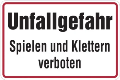 Produktbild von Dreifke® Hinweisschild, Unfallgefahr Spielen und Klettern verboten, 200 x 300...