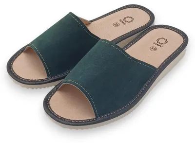 Produktbild von Damen-Lederpantoffeln Größe 38, aus Wildleder, bequeme, atmungsaktive Hausschuhe KD-19-GRE-38
