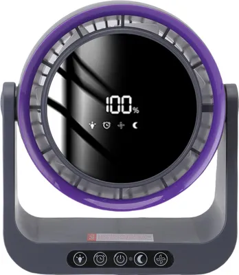 Obrázok produktu pre Stolný ventilátor s cirkuláciou vzduchu, bezlopatkový, tichý, USB digitálny displej, stolný ventilátor s diaľkovým ovládaním do spálne, kancelárie, kuchyne, fialový, sivý