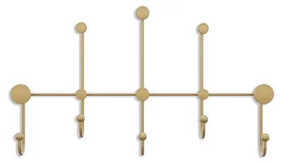 Image de CALICOSY - Porte manteaux mural 8 patères en métal doré H45cm - IYON