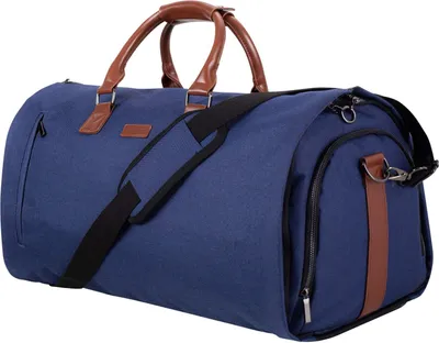 Produktbild von HUGH BUTLER Prestige Wochenendtasche und Kleidersack 2in1 50 L - Modell für 2023 | Bedrucktes Futter, Laptopfach, Metall-Reißverschlüsse, Geschenkbox | Anzugs- und Reisetasche für Herren (Marine blau)