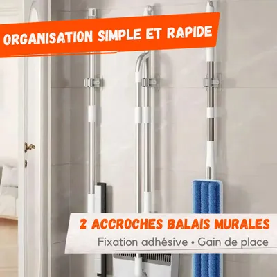 Image de Lot de 2 Accroches Balais Murales avec Adhésif