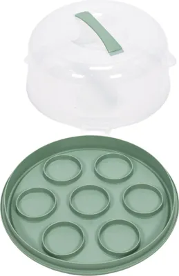 Image de Boîte transportable pour gâteaux ou muffins, Ø 25 x 14 cm, verte