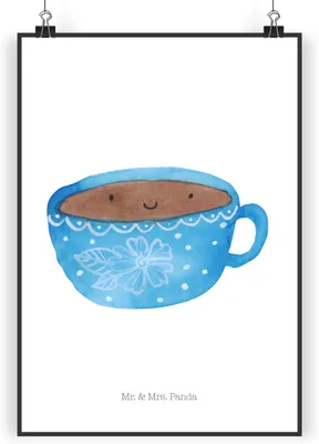 Produktbild von Mr. & Mrs. Panda Bild Kaffee Tasse DIN A3 - Weiß - Geschenk, Lustige Sprüche, Genuss, Plakat, drucke, Geschmack, wanddeko, Kunstdruck, Deko, Glücklich, Liebe
