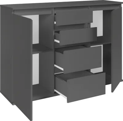 Image de Kommode >Brest< 2 Türen, 4 Schübe, in anthrazit - 119x84x35cm (BxHxT)