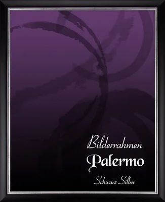 A framed picture with a dark purple and black gradient background, featuring abstract brush strokes and text.