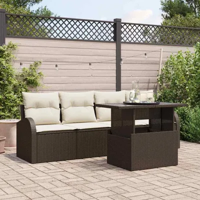 Produktbild von "Rabatt" Gartensofa-set - Balkonmöbel/Terrassenmöbel - mit Kissen - 5 pcs - Braun Poly-Rattan - Lounge-Dining set CC12674