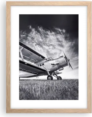 Produktbild von Gerahmtes Poster - Rahmen in heller Eiche - Flugzeug An-2 Schwarzweiß - 30x40 cm - Wand Bild - Wanddeko - Wandbilder - Wandposter - Bilderrahmen - Bilder - Kunstdruck - Wandbild - P2NPA30x40-4363