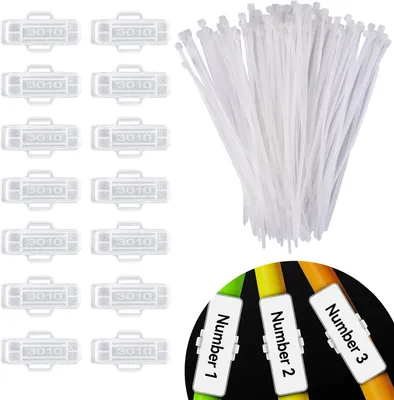 Produktbild von Transparente Kabelbeschriftungen – 30 x 10 mm. Transparente Kabeletiketten – Packung mit 100 Kabelbindern