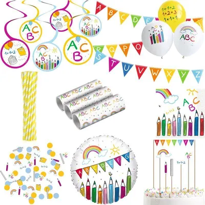 Produktbild von Einschulung Schulanfang Partyset Deko Dekoration Schule bunt