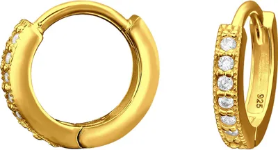 Produktbild von 925 Sterling Silber Creolen Ohrringe vergoldet 12mm in transparent