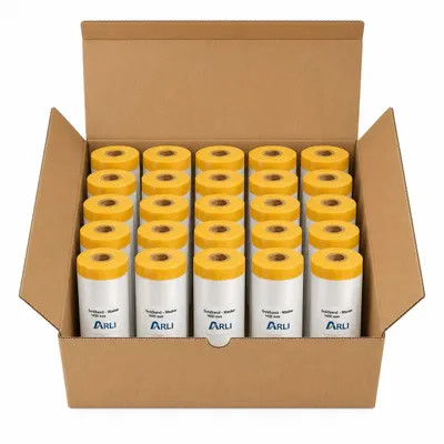 Produktbild von ARLI 30x Goldband Masker 1400 mm x 25 m Abdeckfolie mit Klebeband Malerfolie Transparent Baufolie Tape