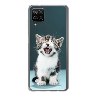 Produktbild von MuchoWow® Handyhülle Schutzhülle Hülle für Samsung Galaxy A12 Katze - Kätzchen - Miau Silikon Softcase Handy Hülle - Bild