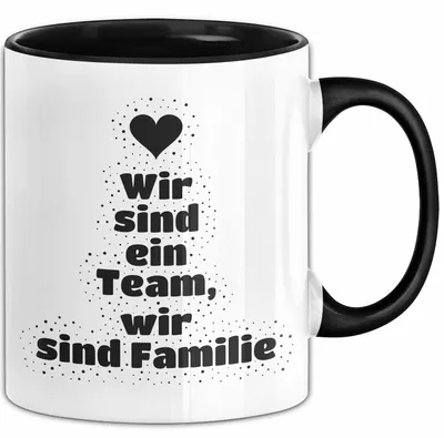 Produktbild von Wir sind ein Team, wir sind Familie Tasse mit Spruch Geschenk Familie (Schwarz)