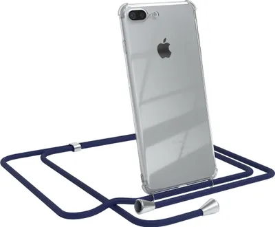 Produktbild von EAZY CASE Handykette kompatibel mit Apple iPhone 8 Plus / 7 Plus, Handyhülle mit Umhängeband, Handykordel, Schutzhülle Clear, Band in Blau