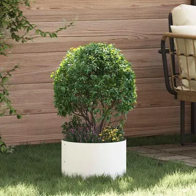 Produktbild von Weißer Pflanzenring 30 x 30 x 20 cm aus kaltgewalztem Stahl als Pflanzgefäß für Balkon, Terrasse und Garten