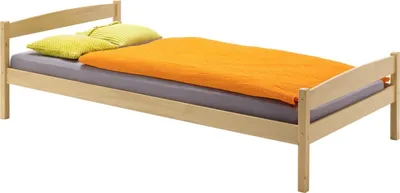 Produktbild von Einzelbett Bett Kinderbett Jugendbett Holzbett Massivholzbett Landhausbett Gästebett BORIS, Kiefer massiv in 100 x 200 cm, buchefarben