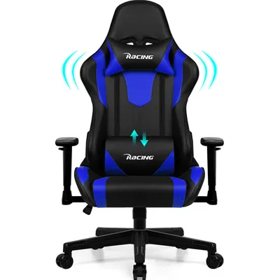 Produktbild von Adormii Gaming Stuhl,Gaming Chair mit verstellbare Lendenkissen,Kopfkissen und Armlehnen,Ergonomischer Gamer Stuhl gepolstert,Gaming Stuhl 150kg,Blau