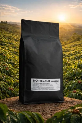 Zdjęcie produktu dla Norte Sur Dark Coffee – mocno palona kawa na codzienne wyzwania. 100% arabiki z Meksyku i Brazylii, 1000 g.