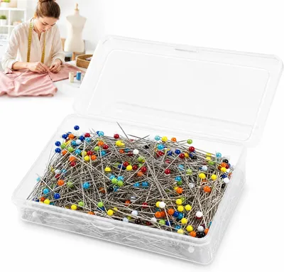 Immagine prodotto di Aghi da cucito da 38 mm, con punte in vetro affilate, confezione da 500 pezzi, multicolore, per lavori di cucito