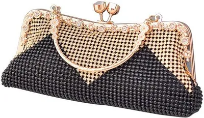 Obrázok produktu pre Malá elegantná kabelka na šperky pre ženy, čierny satén, v štýle clutch