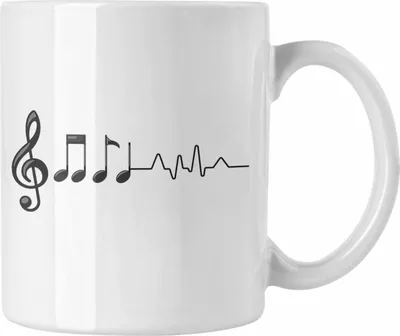 Produktbild von Trendation - Musiker Tasse  Herzschlag Geschenk Musik-Lehrer Musik-Lehererin Geschenkidee Musik Fan Geschenke Spruch (Weiß)