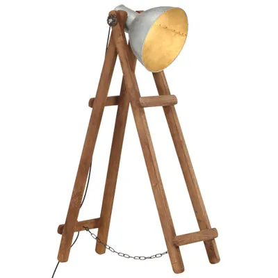 Obrázek produktu pro The Living Store Stojací lampa stříbrná E27 Mango masivní dřevo