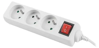 Produktbild von Lanberg PS1-03E-0150-W, 1,5 m, Drinnen, Weiß, 3 AC-Ausgänge, 2500 W, 10 A
