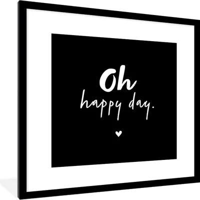 Produktbild von MuchoWow® Gerahmtes Poster Text - Oh happy day - Sommer - Zitate 40x40 cm - Poster mit Schwarzem Bilderrahmen Wandposter Rahmen Foto Bilder - Poster - Plakat im Rahmen
